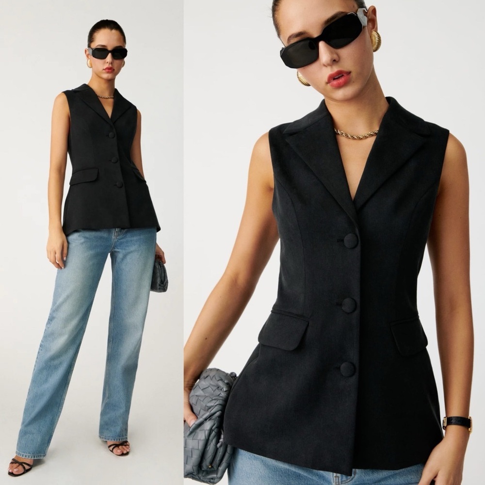 Reformation Billie Vest in Black Size Small $168